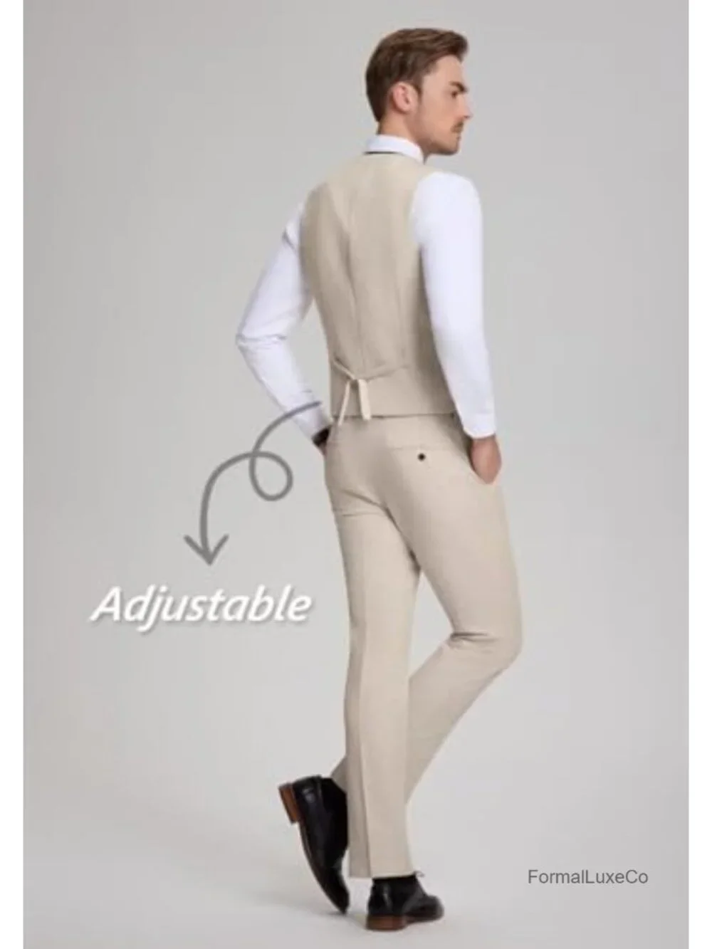 Men's 3-Piece Slim Fit Linen Suit Set Wedding Beach Blazer Vest Pants